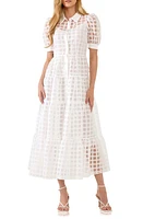 English Factory Grid Pattern Tiered Midi Shirtdress at Nordstrom,