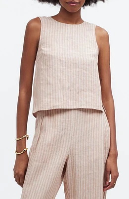 Madewell Scoop Neck Tie Back Linen Tank Miso at Nordstrom,