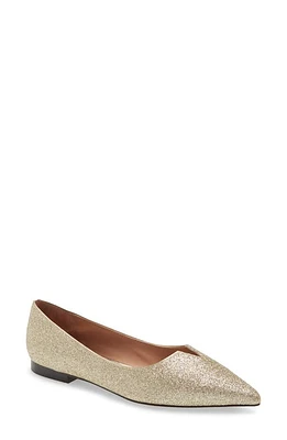 Linea Paolo Presta Pointed Toe Flat in Gold Glisten Leather at Nordstrom, Size 5