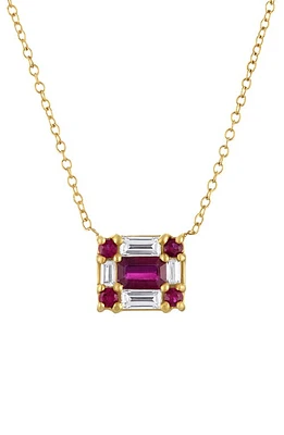 Mindi Mond Ruby & Diamond Cube Pendant Necklace in Yellow Gold/Diamond/Ruby at Nordstrom