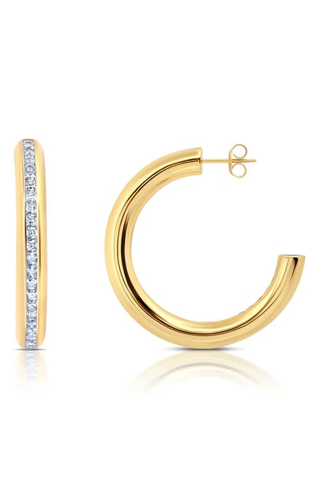 Crislu Princess Cut Cubic Zirconia Hoop Earrings in Gold at Nordstrom