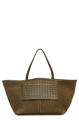 Bottega Veneta Large Flip Flap Suede Tote in 2859 Mud-M Brass at Nordstrom