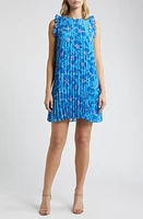 Hatley Floral Pleat Minidress Blue at Nordstrom,