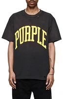 PURPLE BRAND Distressed Cotton Jersey Logo Graphic T-Shirt Black at Nordstrom,