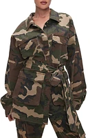 Good American Camo Cargo Uniform Jacket Fatigue Green Amo01 at Nordstrom,