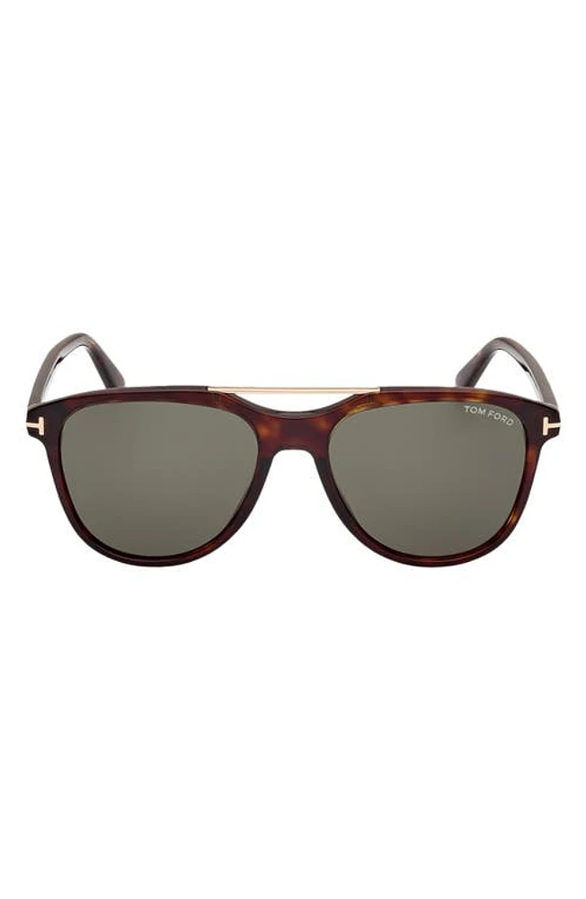 TOM FORD Damian 54mm Pilot Sunglasses in Shiny Dark Havana /Smoke at Nordstrom