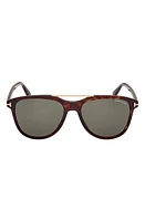 TOM FORD Damian 54mm Pilot Sunglasses in Shiny Dark Havana /Smoke at Nordstrom