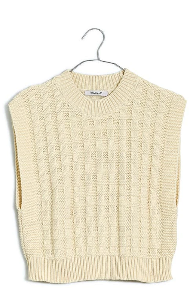 Madewell Checkered Stitch Wedge Sweater Vest in Antique Cream at Nordstrom, Size X-Small