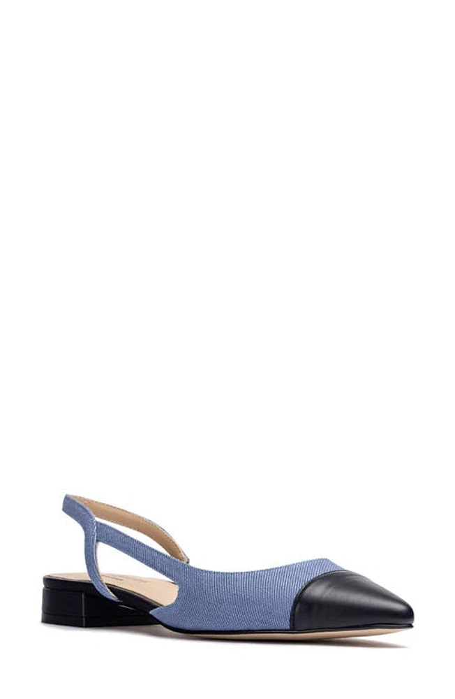 Jon Josef Rio Slingback Pointy Cap Toe Flat Denim Combo at Nordstrom,