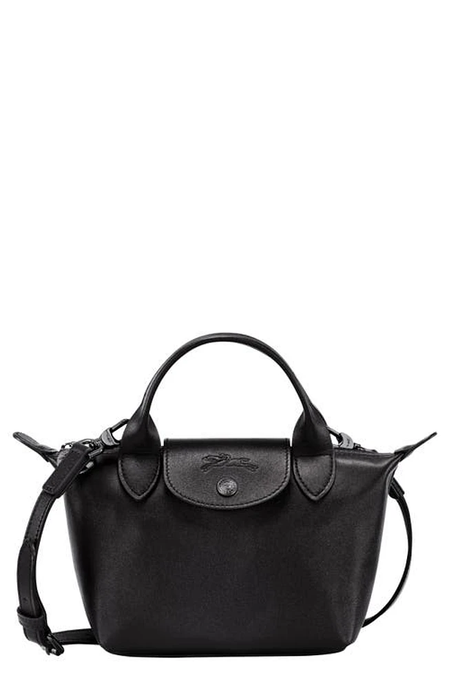 Longchamp Extra Small Le Pliage Xtra Leather Top Handle Bag in Black at Nordstrom