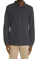 Sunspel Riviera Long Sleeve Mesh Pocket Polo in Navy at Nordstrom, Size Small