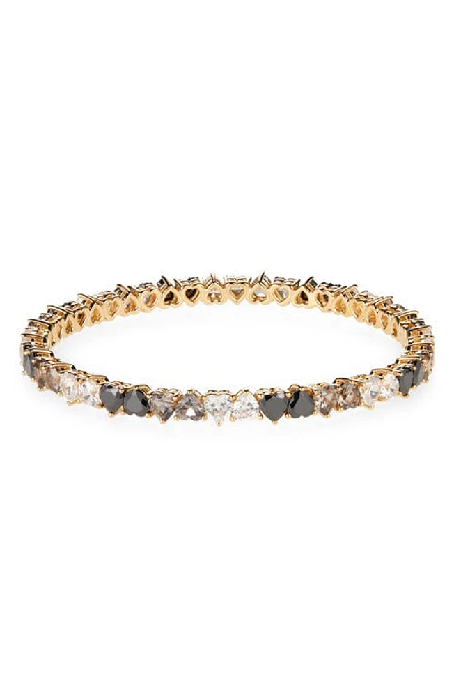 Judith Leiber Cubic Zirconia Heart Bangle Bracelet in Gold Black Clr Ombre at Nordstrom