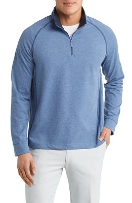 Johnston & Murphy XC4 Quarter Zip Piqué Performance Golf Pullover Blue at Nordstrom,