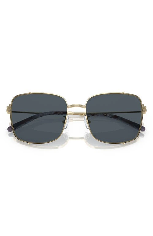 Tory Burch 56mm Rectangular Sunglasses in Shiny Light Gold/Dark Grey at Nordstrom