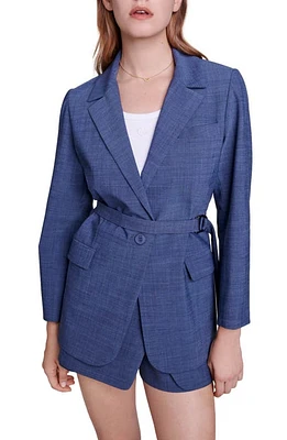 maje Veronica Belted Blazer Petrol Blue at Nordstrom,