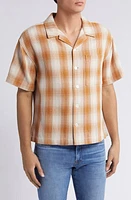 FRAME Baja Plaid Short Sleeve Cotton Button-Up Shirt Rust at Nordstrom,