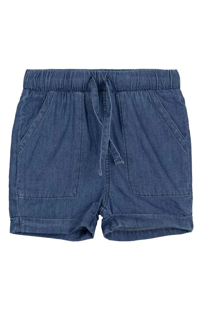 MILES BABY Kids' Organic Cotton Chambray Shorts Blue Denim at Nordstrom,