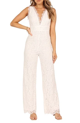 Petal & Pup Eloise Cotton Blend Lace Jumpsuit Ivory at Nordstrom,