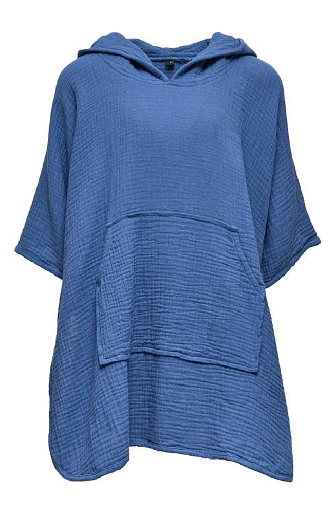 Snapper Rock Kids' Hooded Cotton Cover-Up Poncho Blue at Nordstrom,