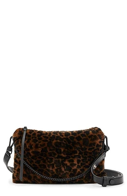 AllSaints Eve Genuine Shearling Crossbody Bag in Leopard at Nordstrom