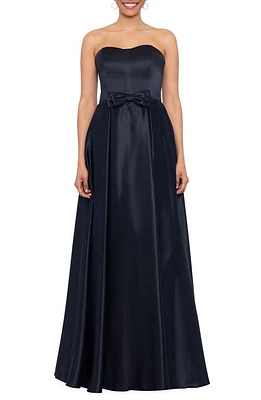 Xscape Evenings Bow Detail Strapless Ballgown in Black at Nordstrom, Size 16