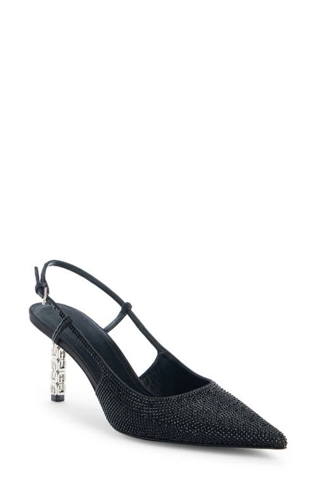 Givenchy Slim G-Cube Crystal Embellished Pointed Toe Slingback Pump Black at Nordstrom,