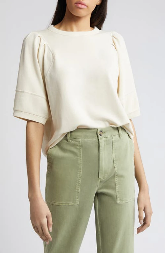 Treasure & Bond Pleated Puff Sleeve Cotton Blend Sweatshirt Ivory Dove at Nordstrom,