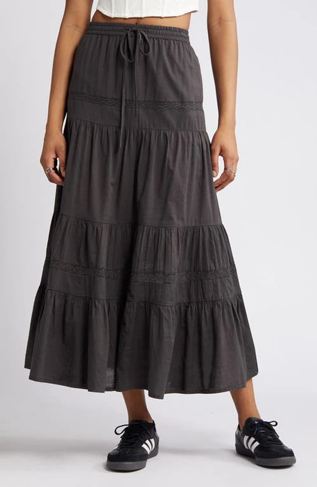 BP. Tiered Cotton Maxi Skirt Grey Phantom at Nordstrom,