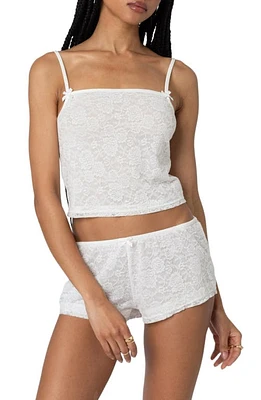 EDIKTED Love Lace Square Neck Crop Camisole White at Nordstrom,