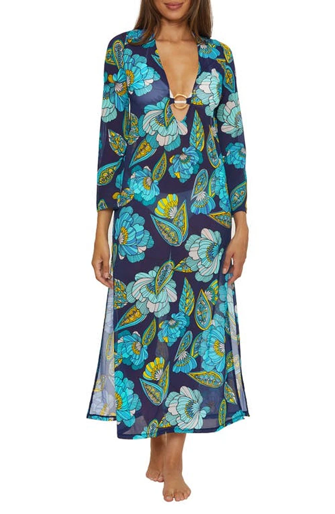 Trina Turk Pirouette Mesh Cover-Up Dress Blue/Green Multi at Nordstrom,