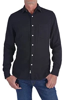 HIROSHI KATO The Ripper Waffle Double Gauze Button-Up Shirt Black at Nordstrom,