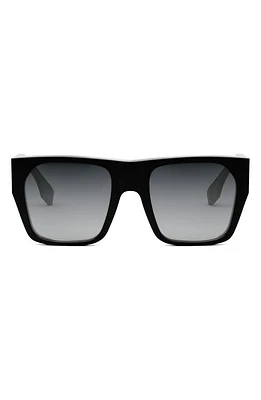 'Fendi Baguette 54mm Square Sunglasses in Shiny Black /Gradient Smoke at Nordstrom