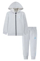 Jordan Kids' Flight MVP Zip Hoodie & Joggers Set in Pure Platinum Heather at Nordstrom, Size 2T