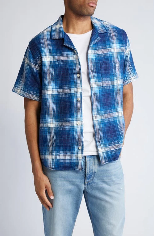 Corridor High Dive Shadow Check Camp Shirt Blue at Nordstrom,