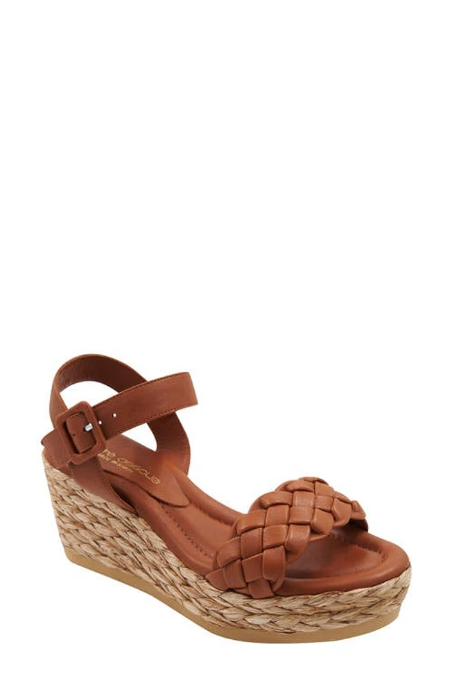 André Assous Cecilia Platform Wedge Sandal Cognac at Nordstrom,