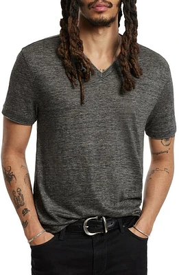 John Varvatos Wooster Regular Fit V-Neck Linen T-Shirt Iron Grey at Nordstrom,