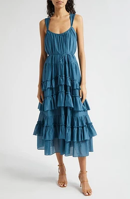 Cinq à Sept Kandra Ruffle Tiered Cotton & Silk Blend Dress at Nordstrom,