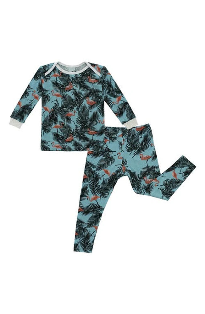 Peregrine Kidswear Flamingo Fitted Two-Piece Pajamas in Teal /Multi at Nordstrom, Size 12-18M