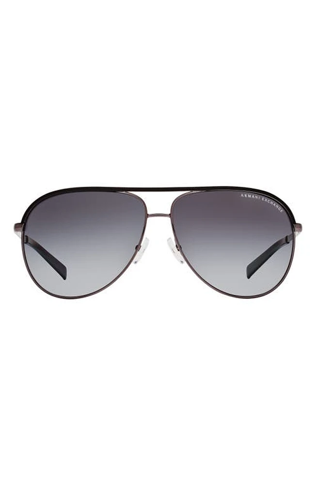 AX Armani Exchange 61mm Gradient Aviator Sunglasses in Gunmetal Black at Nordstrom