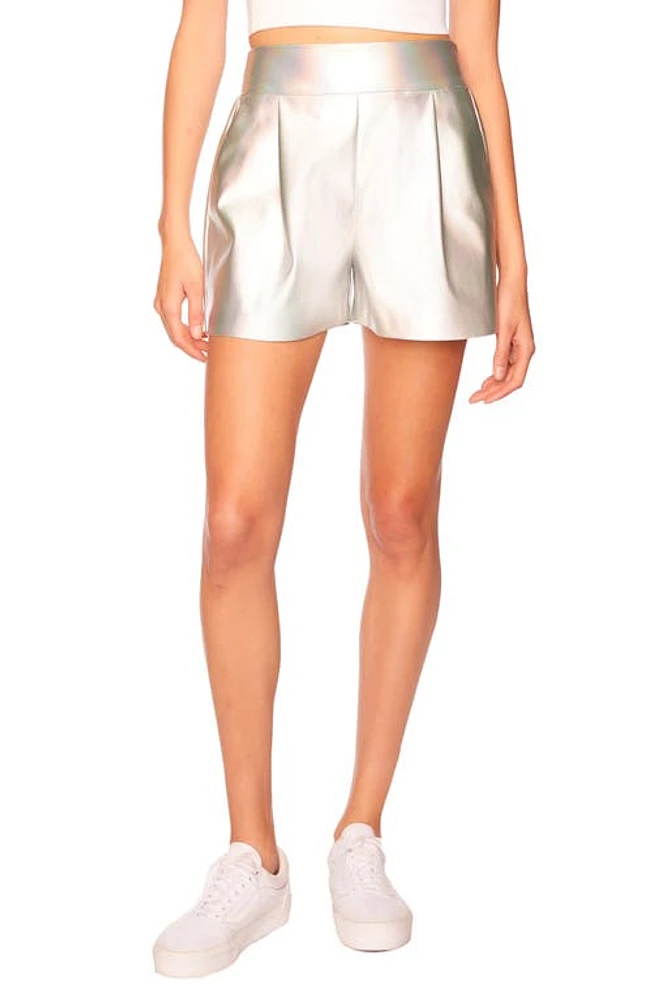 Susana Monaco Pleat Front Iridescent Faux Leather Shorts at Nordstrom,