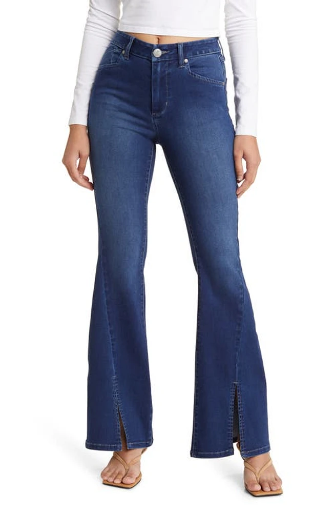 1822 Denim High Waist Slit Hem Flare Jeans Lena at Nordstrom,