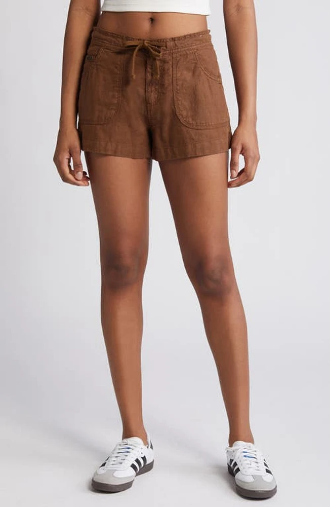 BDG Urban Outfitters Linen Drawstring Shorts Chocolate at Nordstrom,