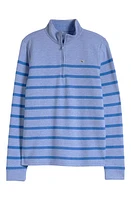 vineyard vines Kids' Saltwater Breton Stripe Quarter Zip Pullover Tide Blue at