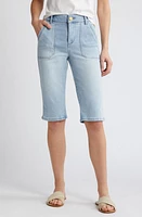 Wit & Wisdom 'Ab'Solution Denim Knee Shorts Powder Blue Artisanal at Nordstrom,