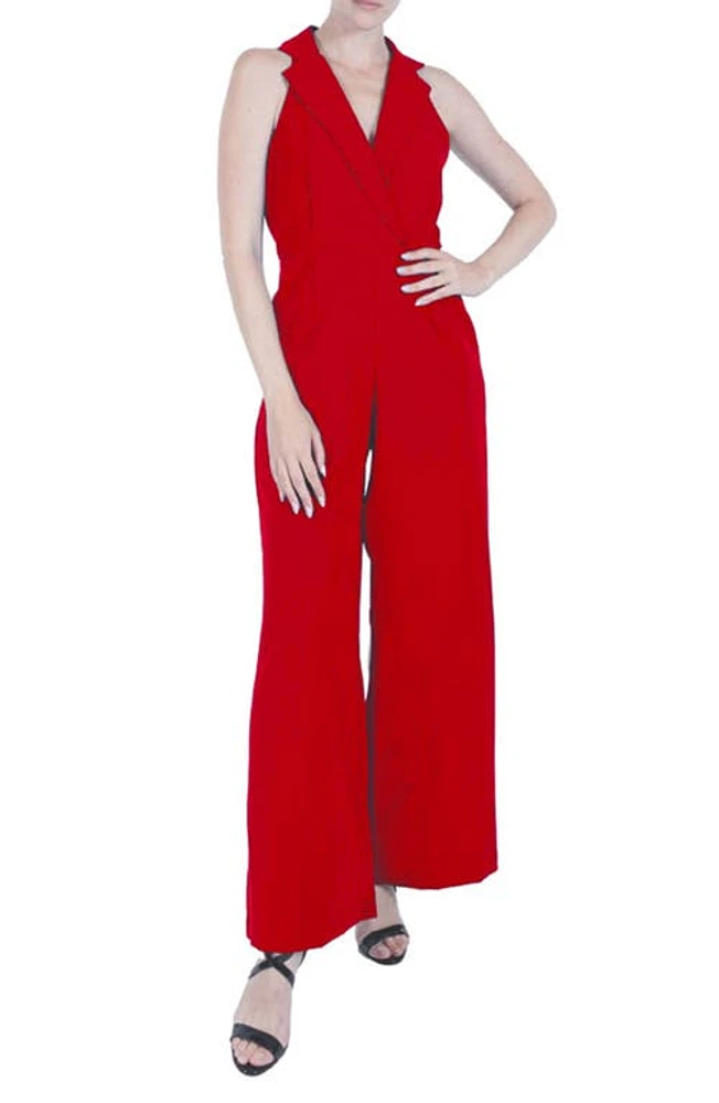 Julia Jordan Lapel Sleeveless Wide Leg Jumpsuit at Nordstrom,