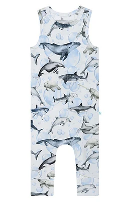 Posh Peanut Kids' Sharkly Racerback Romper Open Blue at Nordstrom,