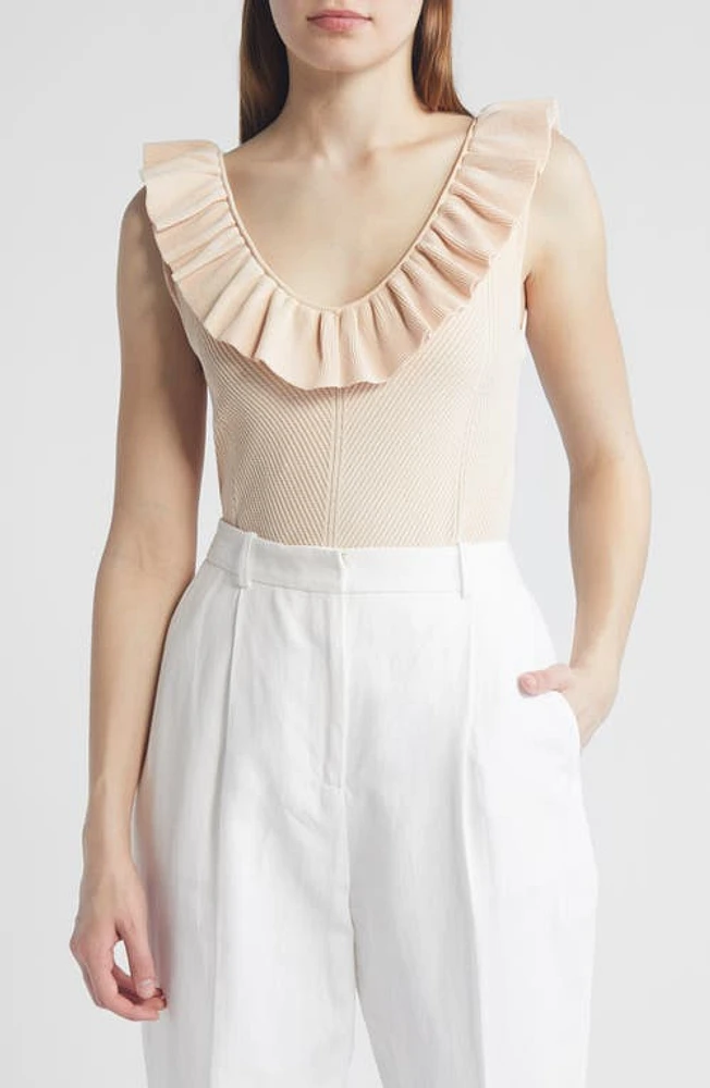 Ted Baker London Samaha Ruffle Neck Sleeveless Sweater Light Pink at Nordstrom,