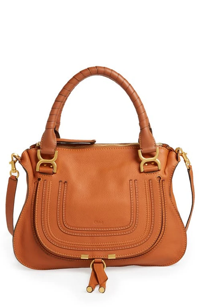 Chloé Medium Marcie Calfskin Leather Satchel in Tan Gold Hrdwre at Nordstrom