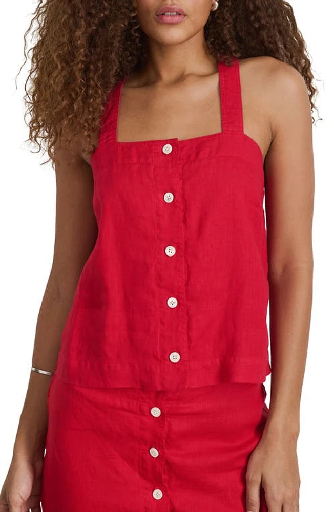 Alex Mill Zoe Linen Sleeveless Button-Up Top Red at Nordstrom,