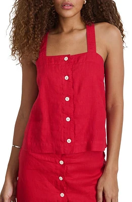 Alex Mill Zoe Linen Sleeveless Button-Up Top Red at Nordstrom,